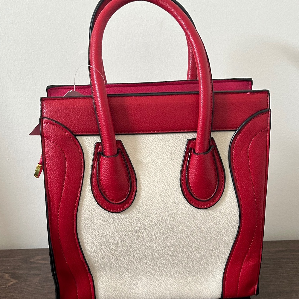 Medium size tote bag red and off white